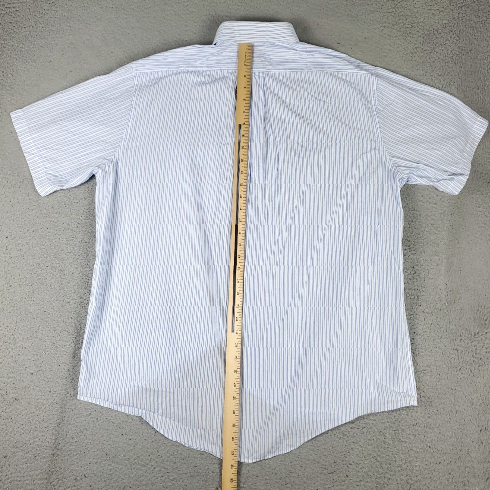 Brooks Brothers Brooks Brothers Shirt Mens 17.5 Blue Striped Regent Dress Button Up Short Sleeve Size 46R - 3 Thumbnail