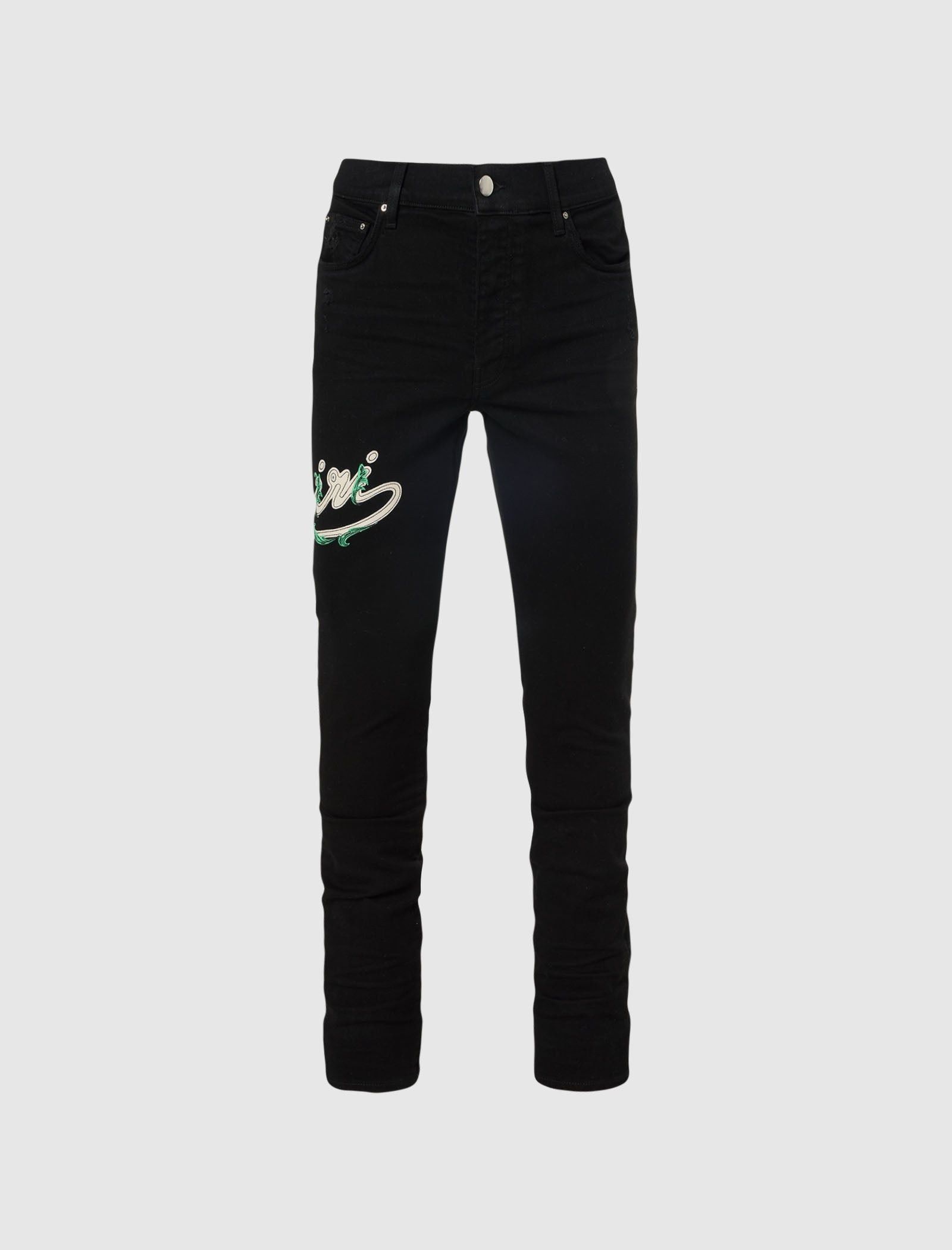 o1s1wg110425 Baroque Logo Varsity Jeans in Black