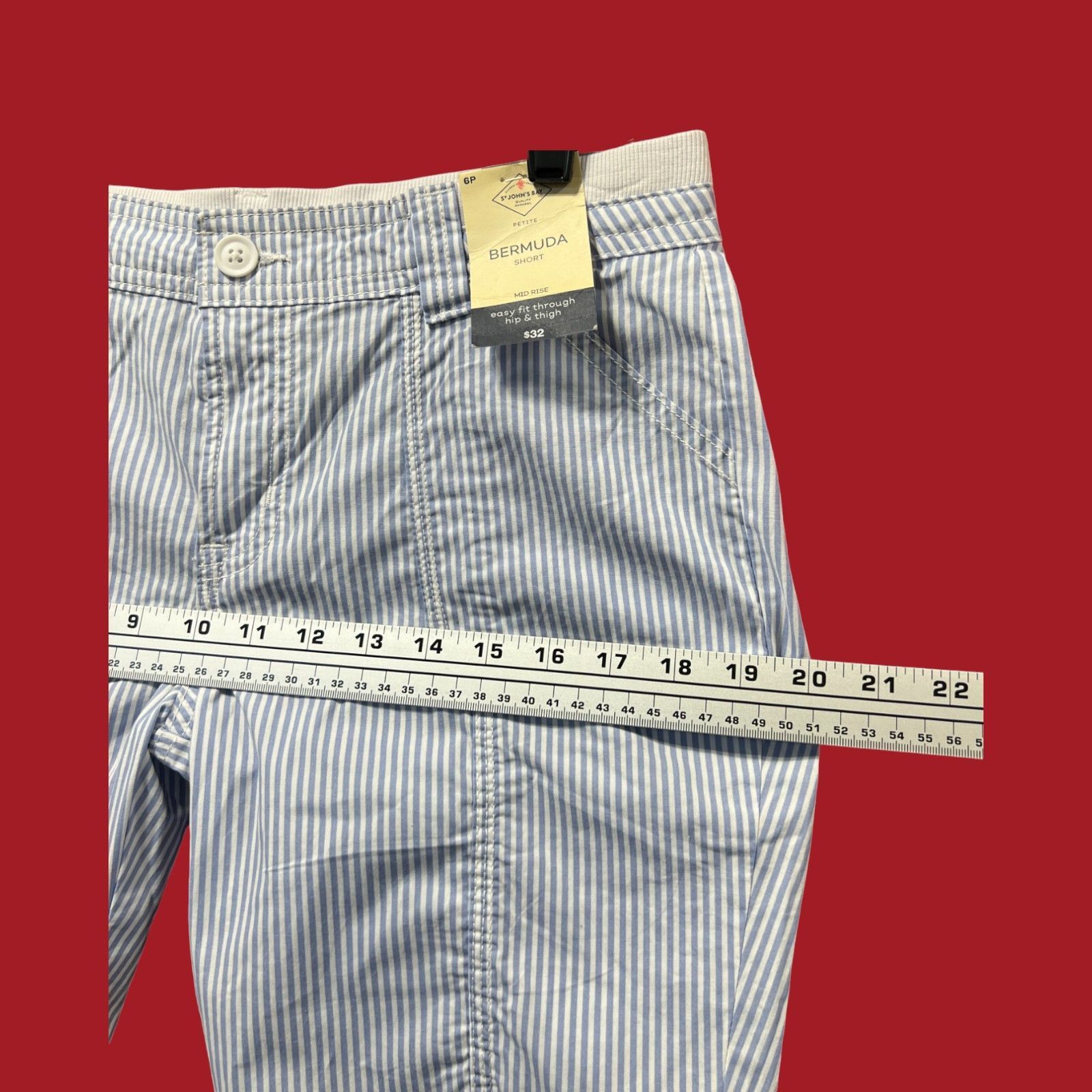 Other St John's Bay - Women's Mid-Rise Striped Cargo Bermuda Short Size 26" / US 2 / IT 38 - 6 Thumbnail