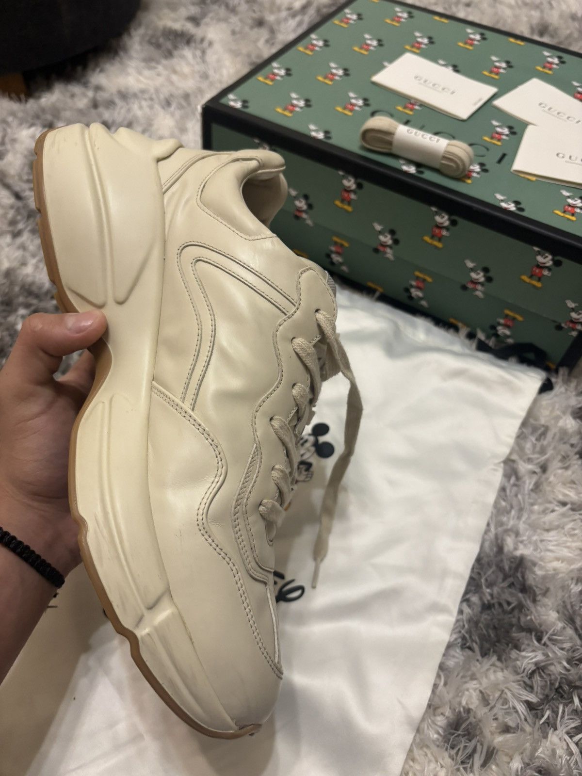 Gucci New Super Rare Gucci x Mickey Mouse Rhyton Leather Sneaker Size US 9 / EU 42 - 3 Thumbnail