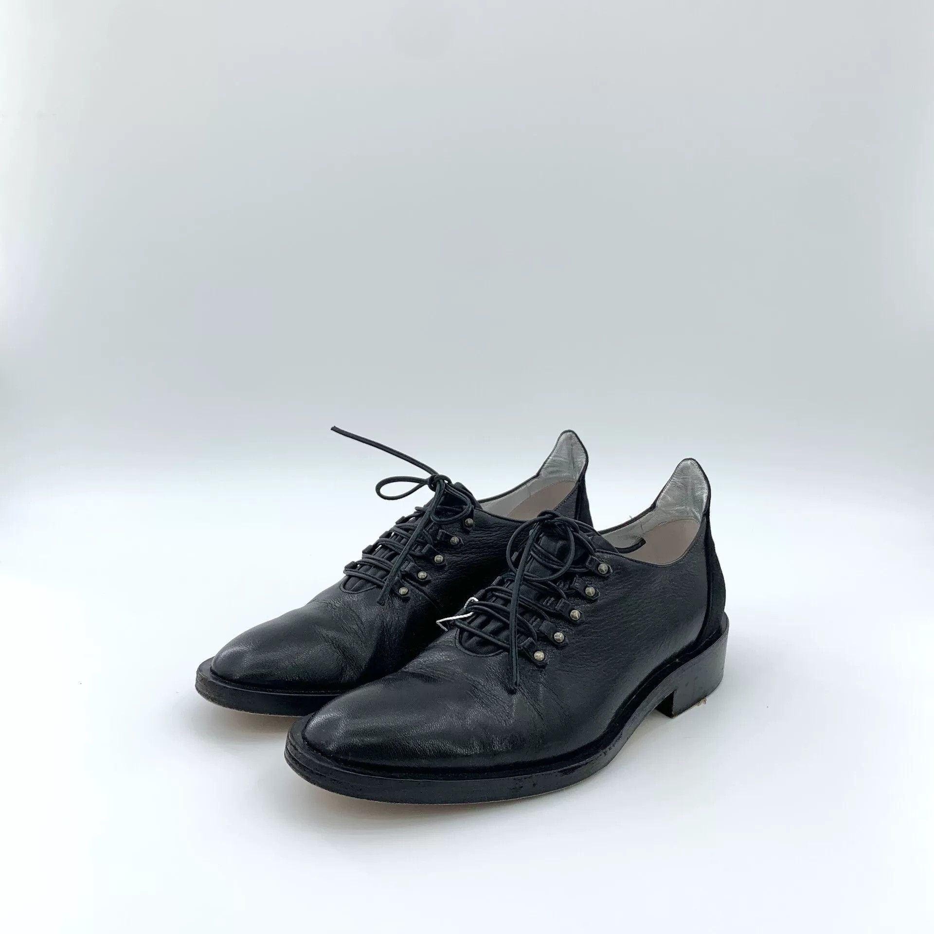 Givenchy Givenchy Black Lace-Up Derby Flats Size US 5 / IT 35 - 1 Thumbnail