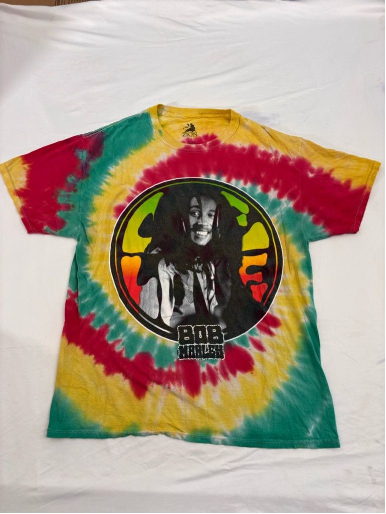 Zion Rootswear Men's Zion Rootswear Bob Marley T-shirt,L Yellow/Red Tie Dye Size US L / EU 52-54 / 3 - 1 Thumbnail