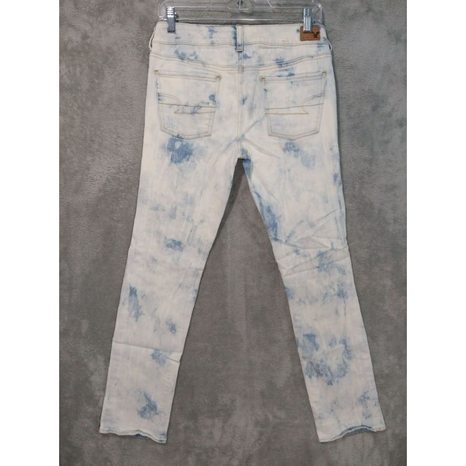 American Eagle Outfitters American Eagle Jeans Womens 4 Denim Blue Straight Stretch Distressed Acid Wash Size 27" / US 4 / IT 40 - 2 Thumbnail