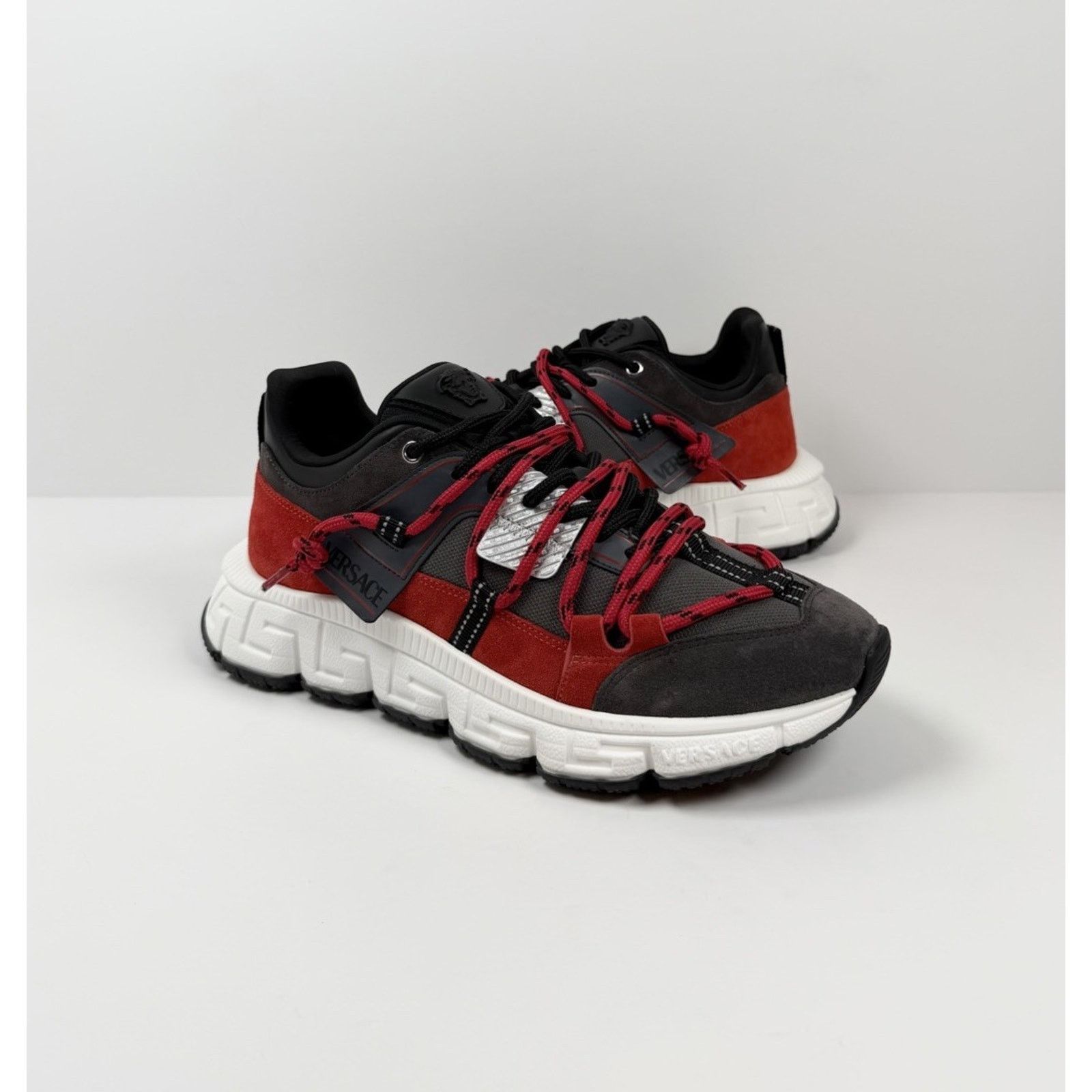 Versace Size 46EU/13US - Versace Trigreca Black Red Sneakers NEW! Size US 13 / EU 46 - 3 Thumbnail
