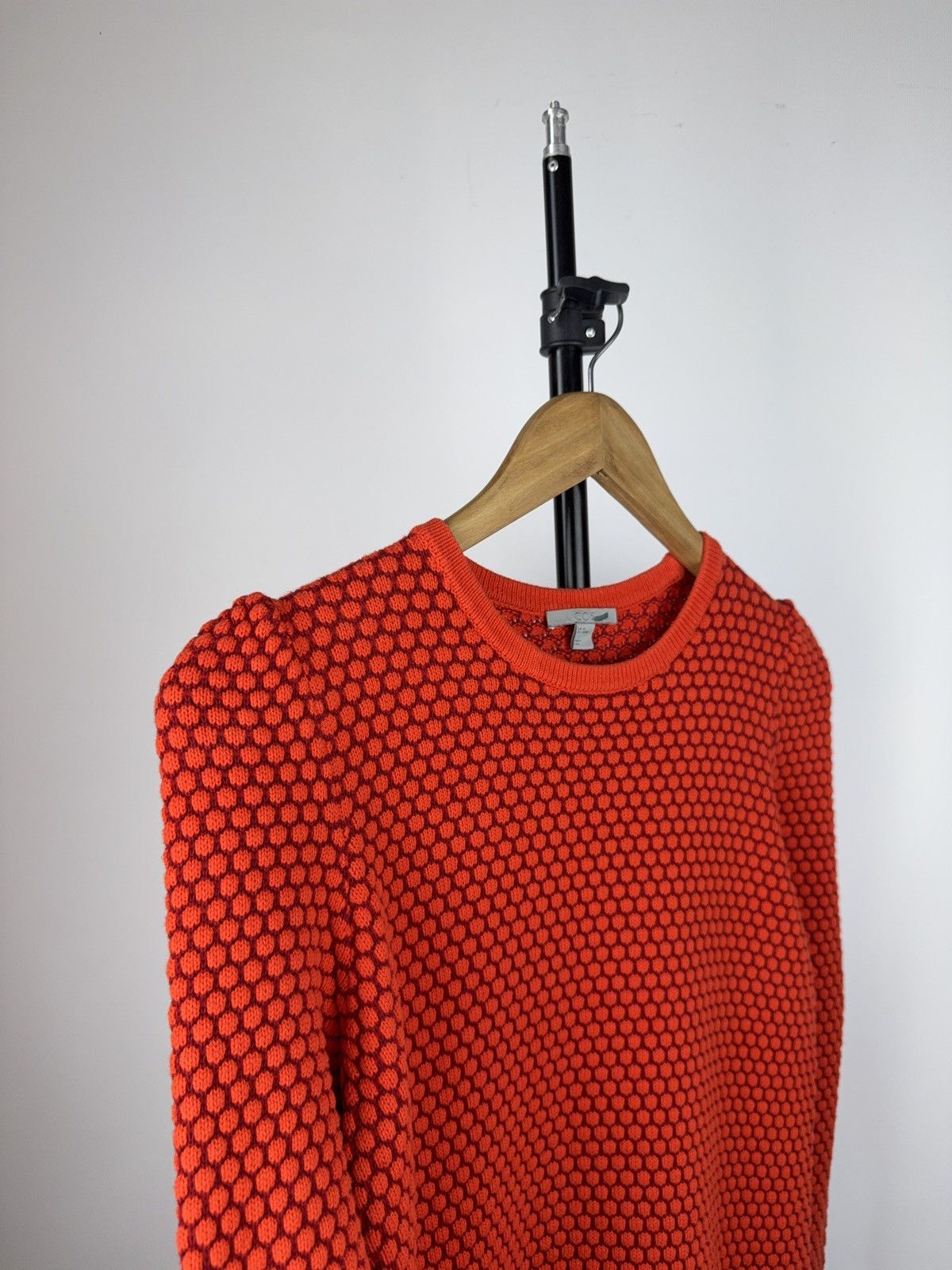 Cos COS Geometric Knit Dress Red Black Honeycomb Pattern Size XS / US 0-2 / IT 36-38 - 3 Thumbnail