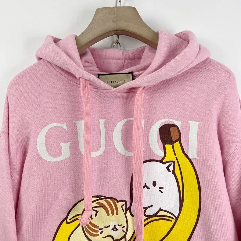 Gucci Gucci Pink Cat Banana Print Hoodie-2505 Size XS / US 0-2 / IT 36-38 - 3 Thumbnail