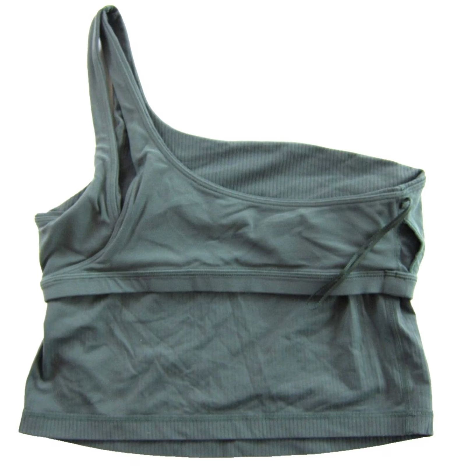Lululemon Lululemon Army Green Ribbed One Shoulder Stretch Built In Sports Bra Woman Small Size ONE SIZE - 4 Thumbnail