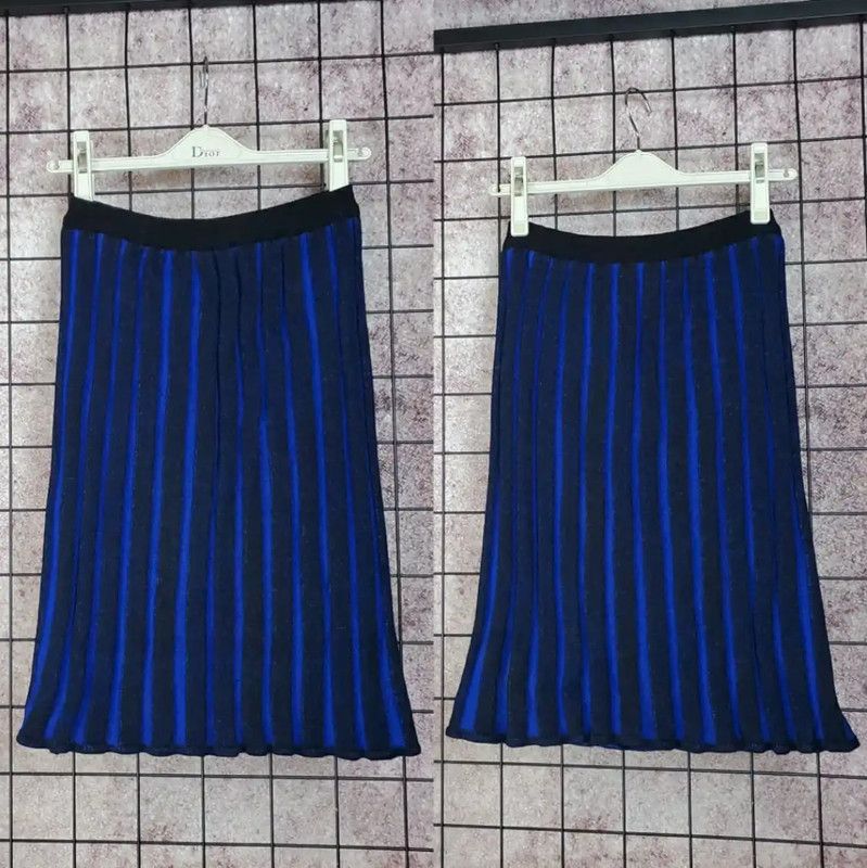 Dior Dior Blue Striped Wool Midi Skirt 0089 Size 23" - 1 Thumbnail