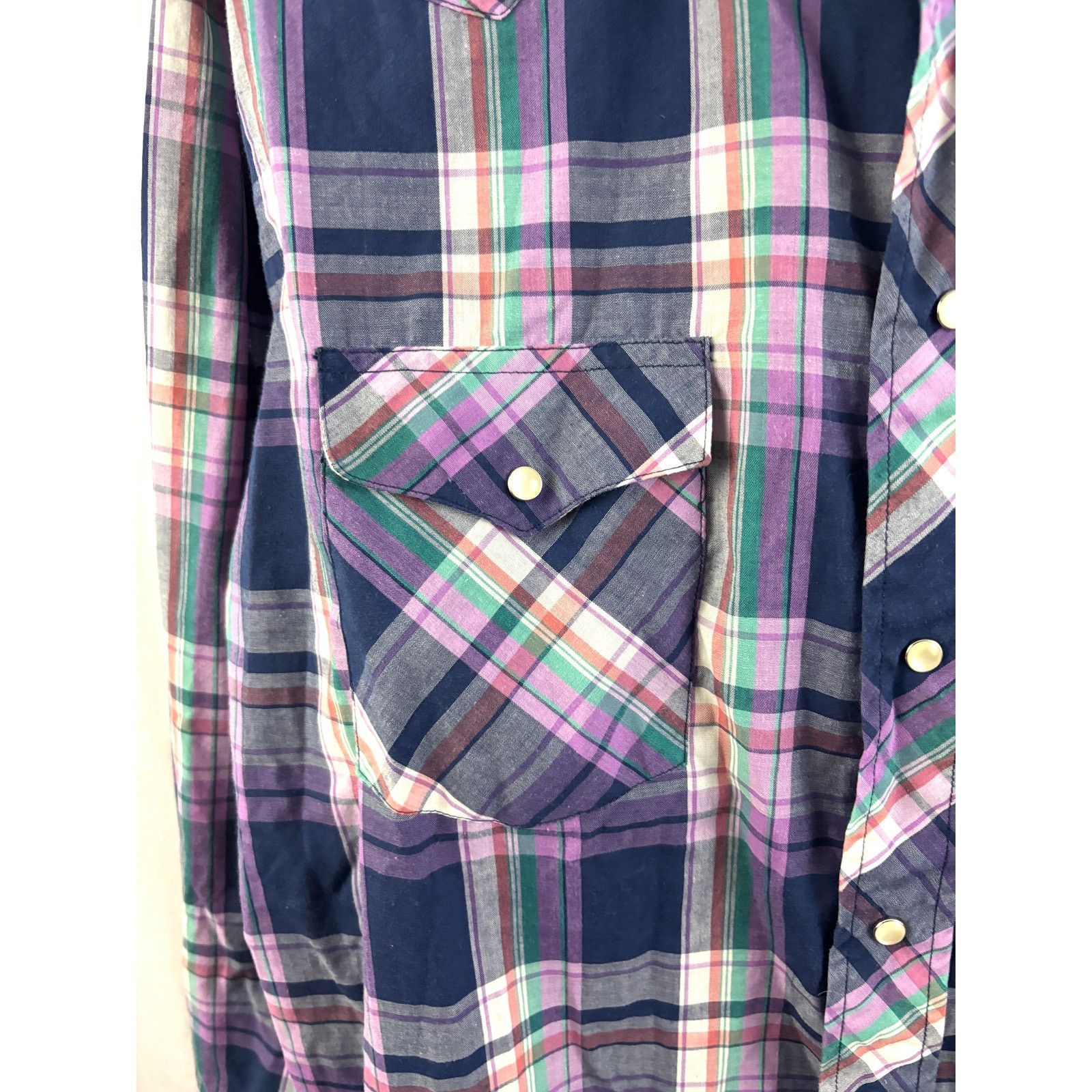 Wrangler Vintage Wrangler Western Pearl Snap Shirt Mens XL Plaid Size US XL / EU 56 / 4 - 4 Thumbnail