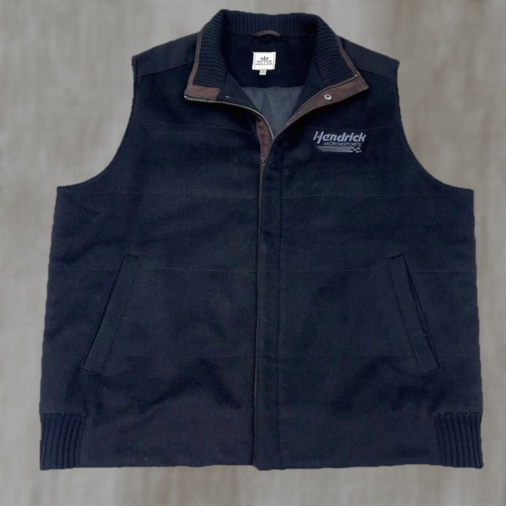 Peter Millar Vest Men XL Black Brown Full Zip Snap Wool Cashmere Blend Hendrick