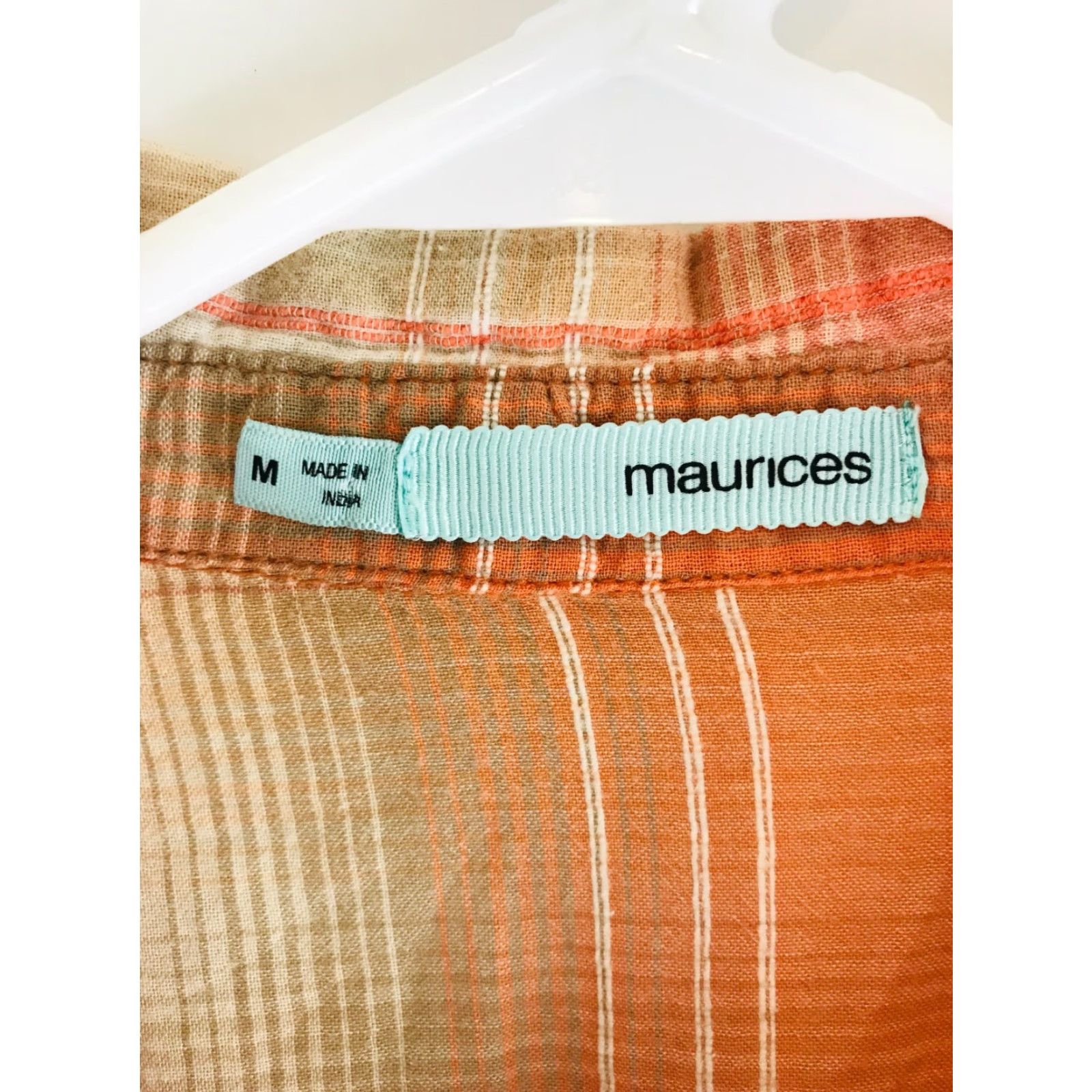Vintage Maurices Shirt Women's Medium Orange Plaid Long Sleeve Button Up Pockets Size M / US 6-8 / IT 42-44 - 6 Thumbnail