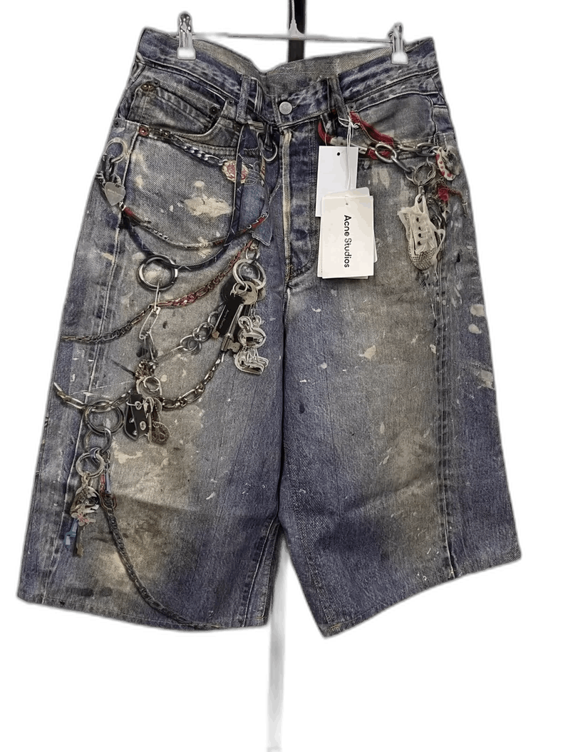 Acne Studios Mid Waist Zipper Denim Shorts