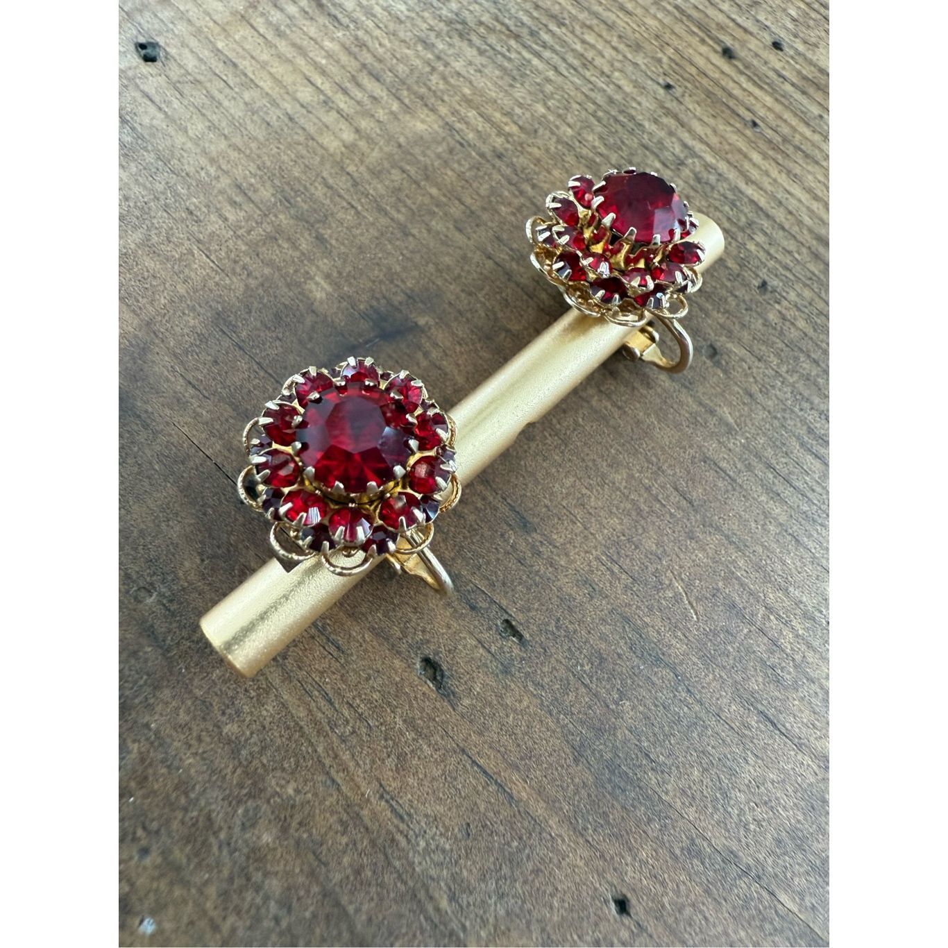 Vintage Vintage 60s 1966 Sarah Coventry Ruby Red Rhinestone Cluster Size ONE SIZE - 2 Thumbnail