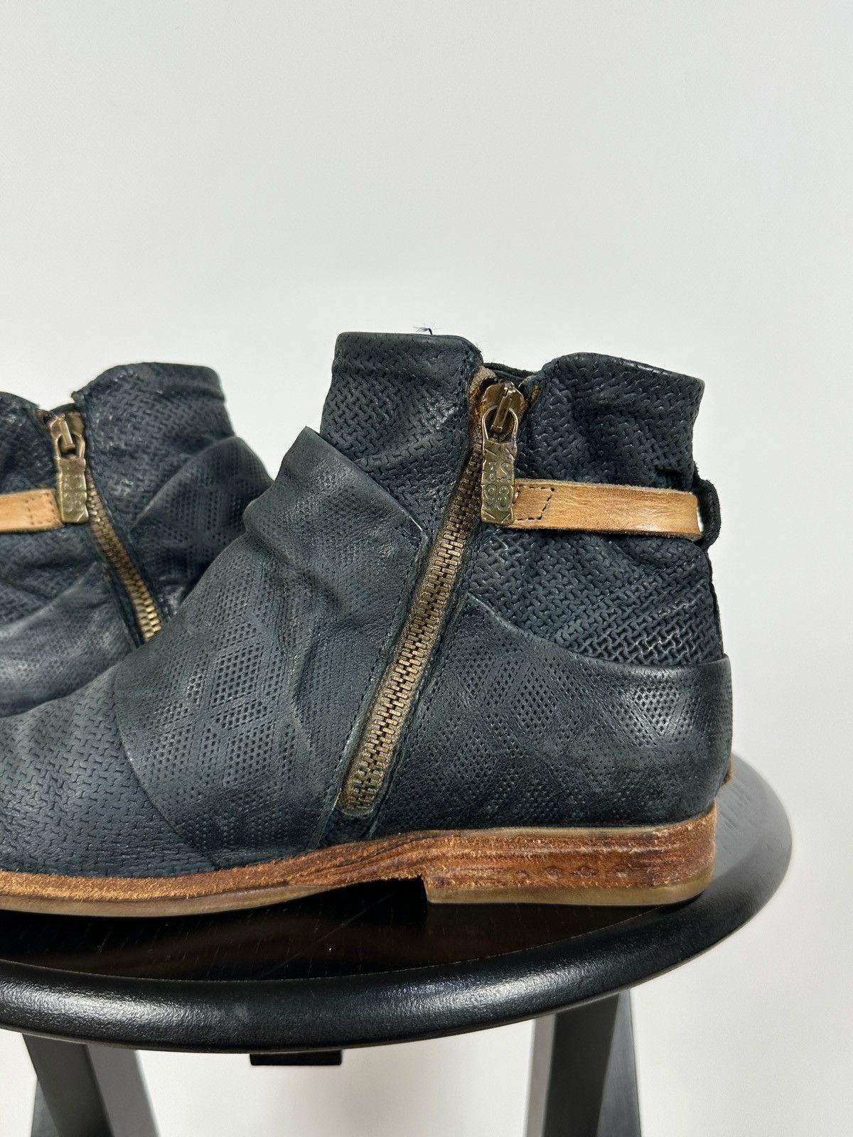 A.S.98 A.S.98. Airstep Navy Blue Leather Biker Ankle Boots Size US 8 / IT 38 - 16 Thumbnail