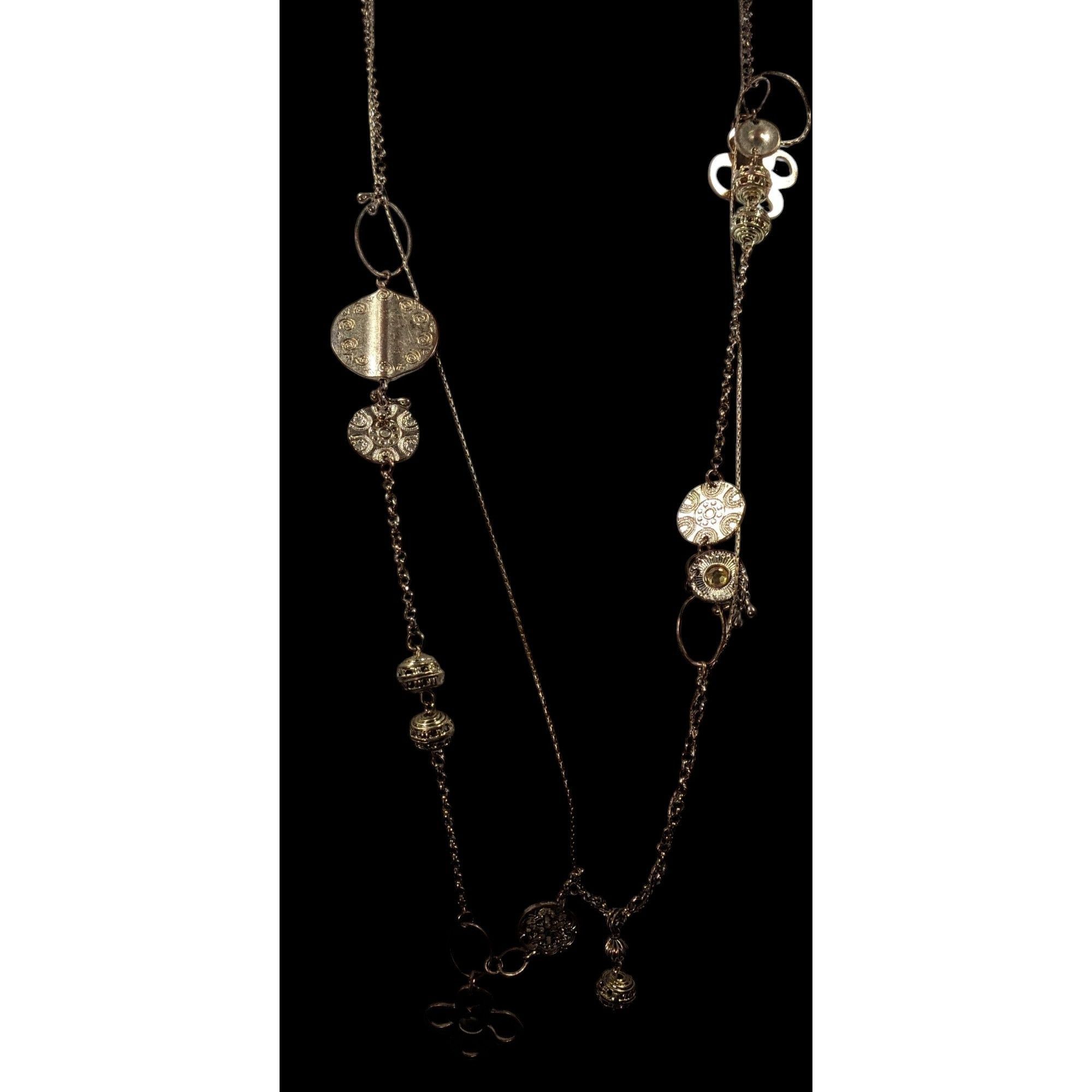 Chicos Chico's Abstract Floral Gold Tone Chain Charm Necklace Size ONE SIZE - 2 Thumbnail
