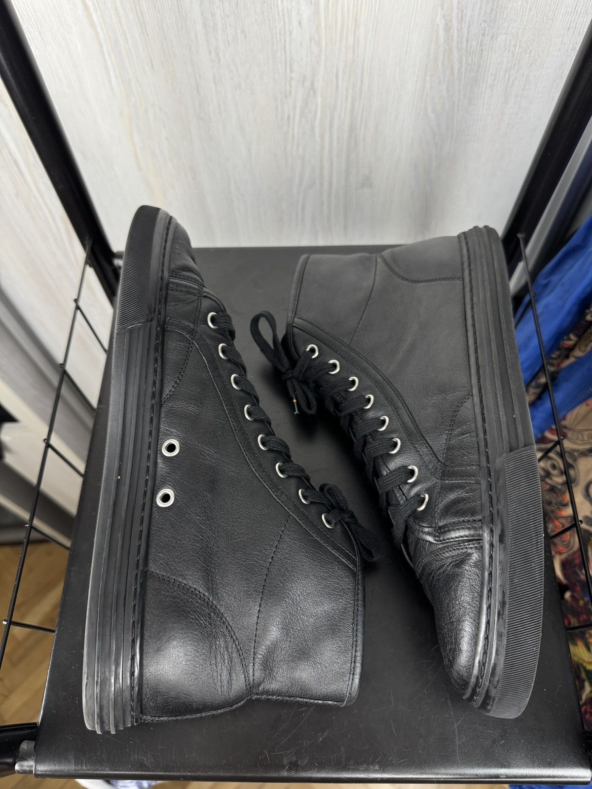 Gucci Gucci leather high black sneakers 423300 size 8 (US9) Size US 9 / EU 42 - 10 Thumbnail