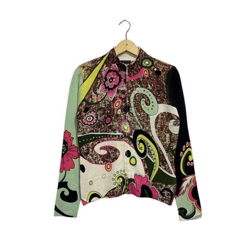 Japanese Brand × Vintage Vintage Cardigan Wool Custo Barcelona Printed Zip Up Size S / US 4 / IT 40 - 1 Thumbnail