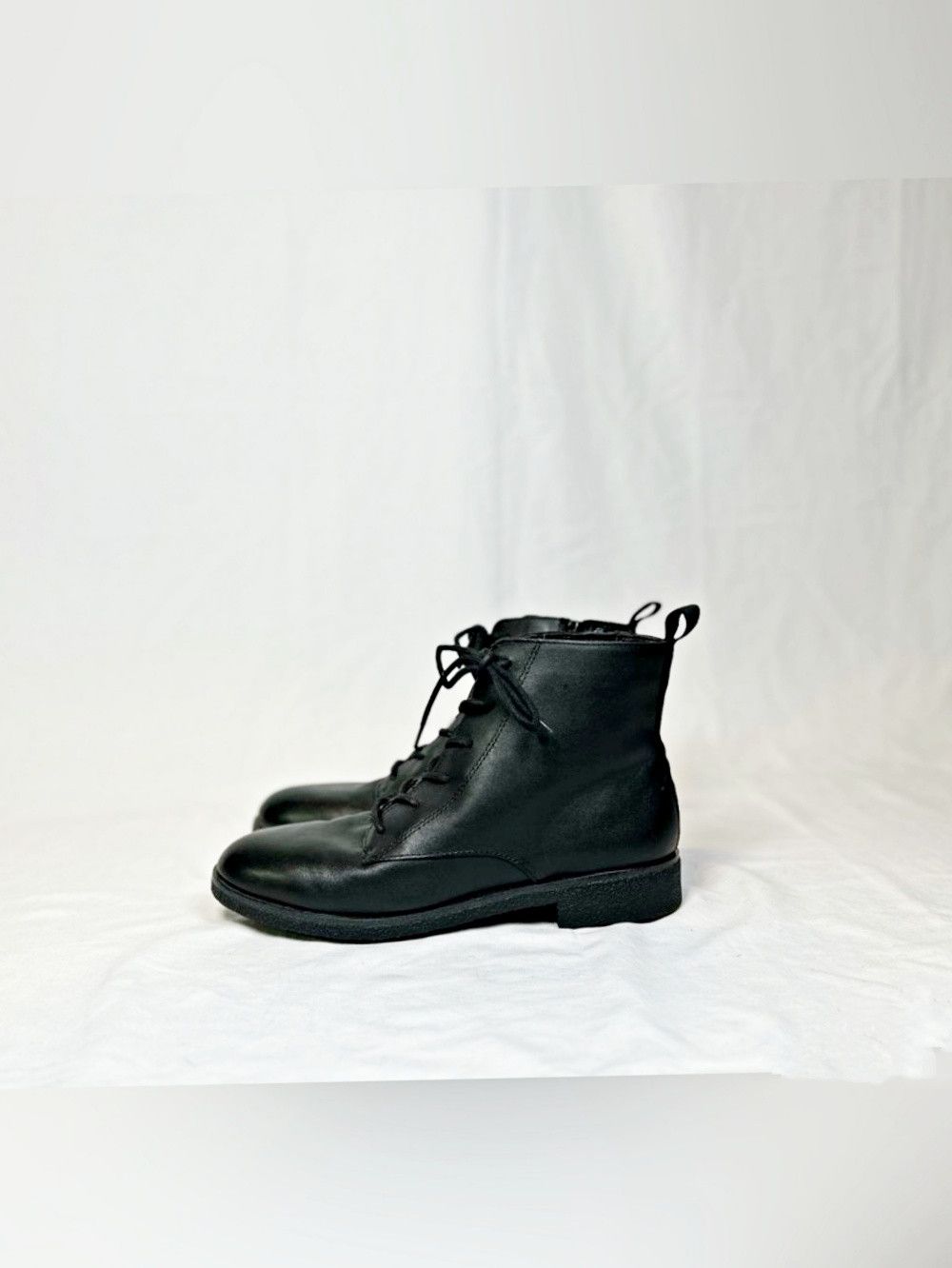 Clarks Clarks Womens Black Leather Zip Booties Lace Up Ankle Boots Size US 7.5 / IT 37.5 - 4 Thumbnail