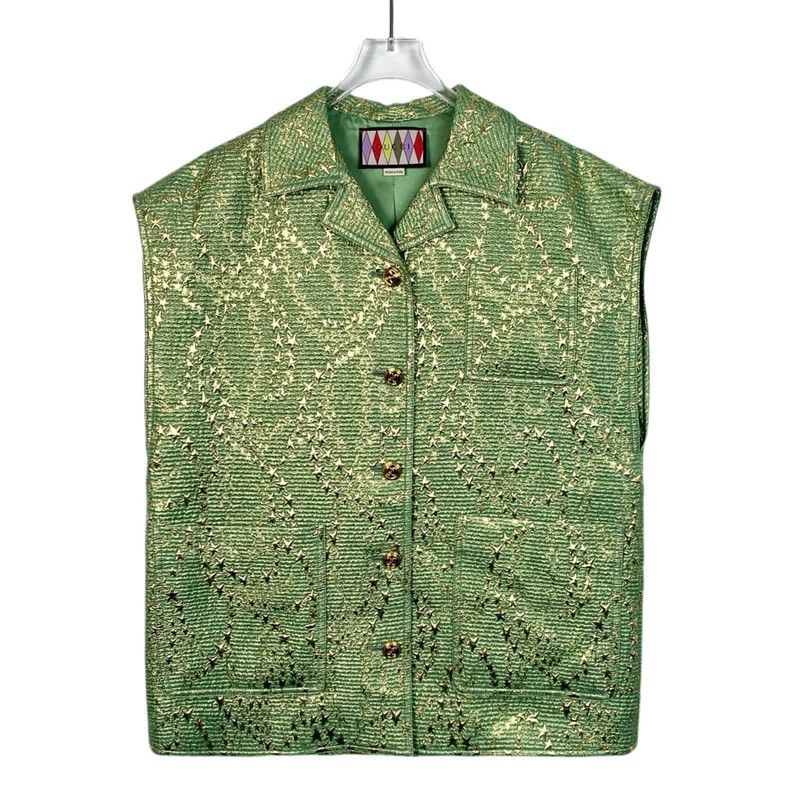 Gucci Gucci Green star decoration wool lapel vest size 36 2501-Ne Size US XS / EU 42 / 0 - 1 Thumbnail