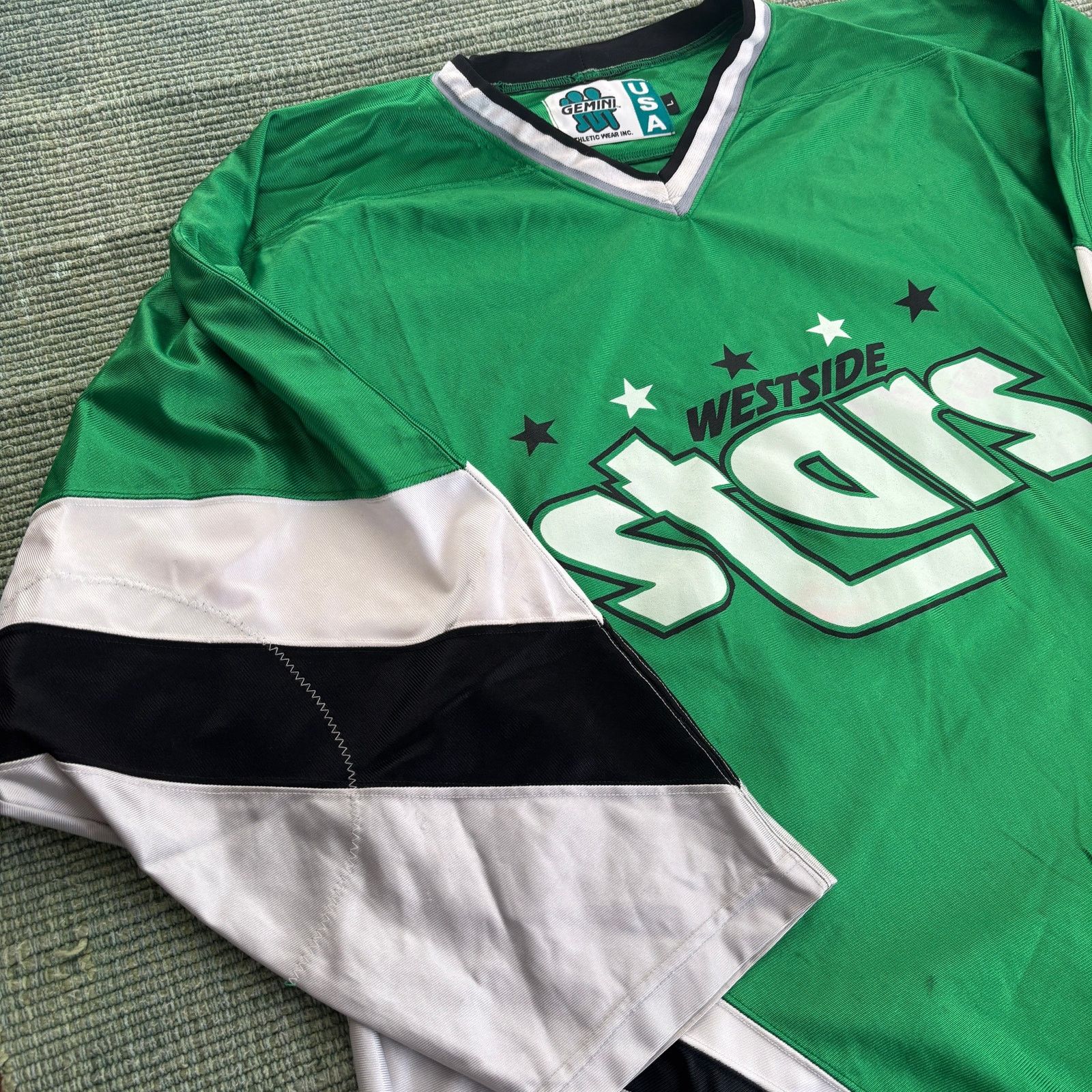 Gemini × Vintage Vintage 90s Westside Stars Retro Green Silver Hockey Jersey Size US L / EU 52-54 / 3 - 6 Thumbnail