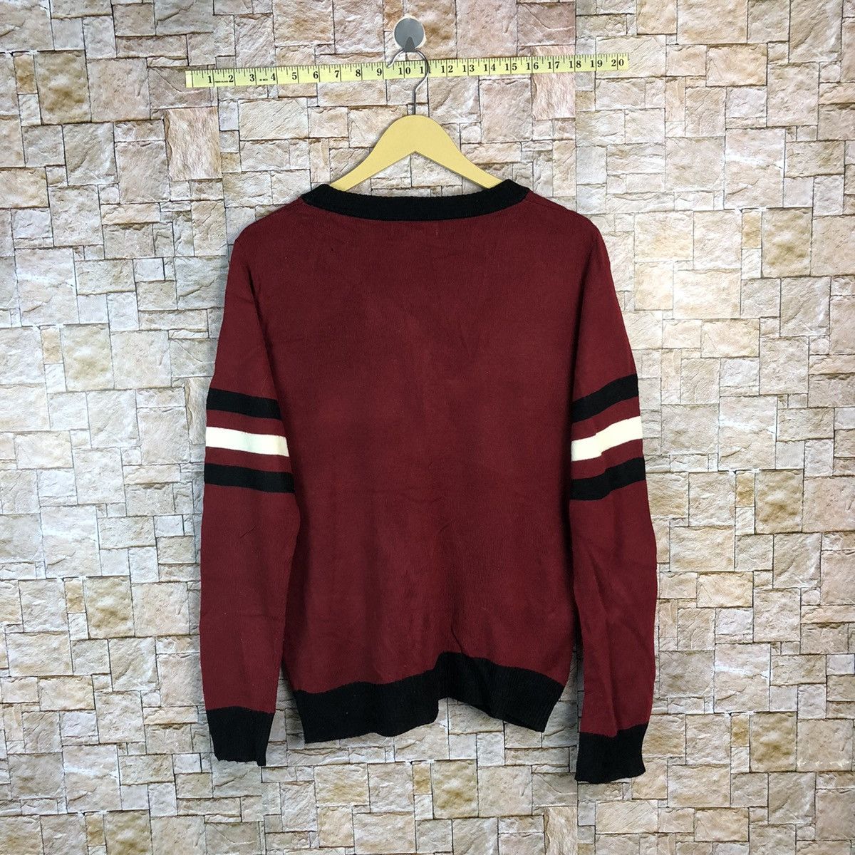 Homespun Knitwear × Japanese Brand Beranfan Red Maroon Cardigan vintage #A654 Size US M / EU 48-50 / 2 - 14 Thumbnail