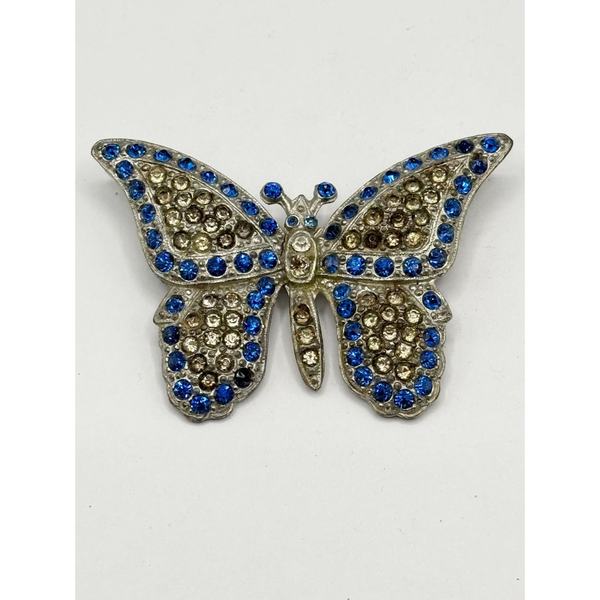 Vintage Art deco rhinestone blue butterfly vintage brooch pin Size ONE SIZE - 1 Thumbnail