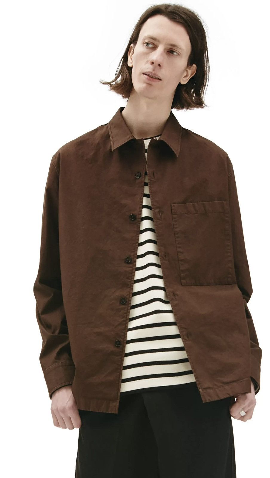 image of Jil Sander+ Brown Canvas Shirt Size 46, Men's