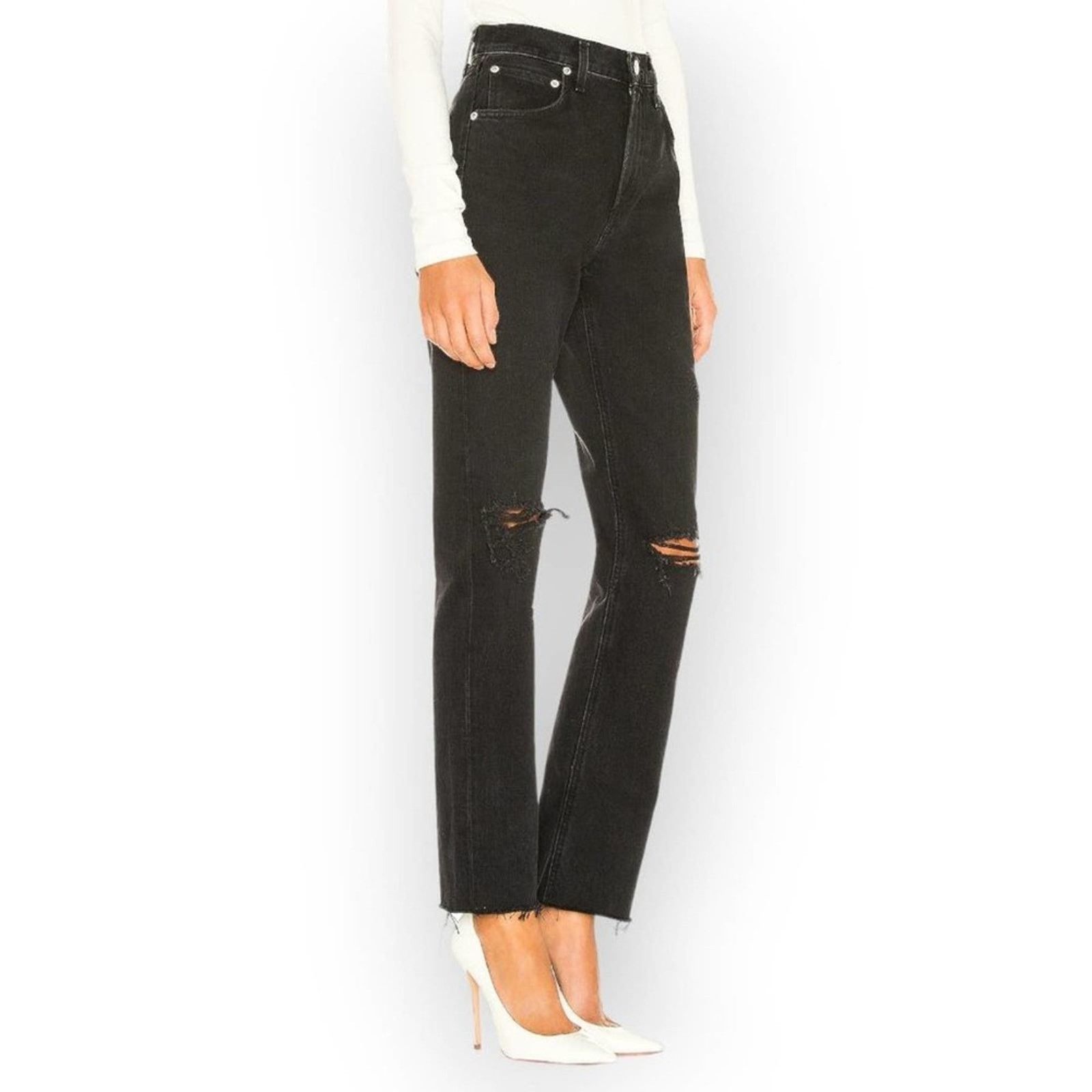 Agolde AGOLDE Cherie High Rise Straight Jeans Black 24x31 NWT Size 24" / US 00 / IT 34 - 3 Thumbnail