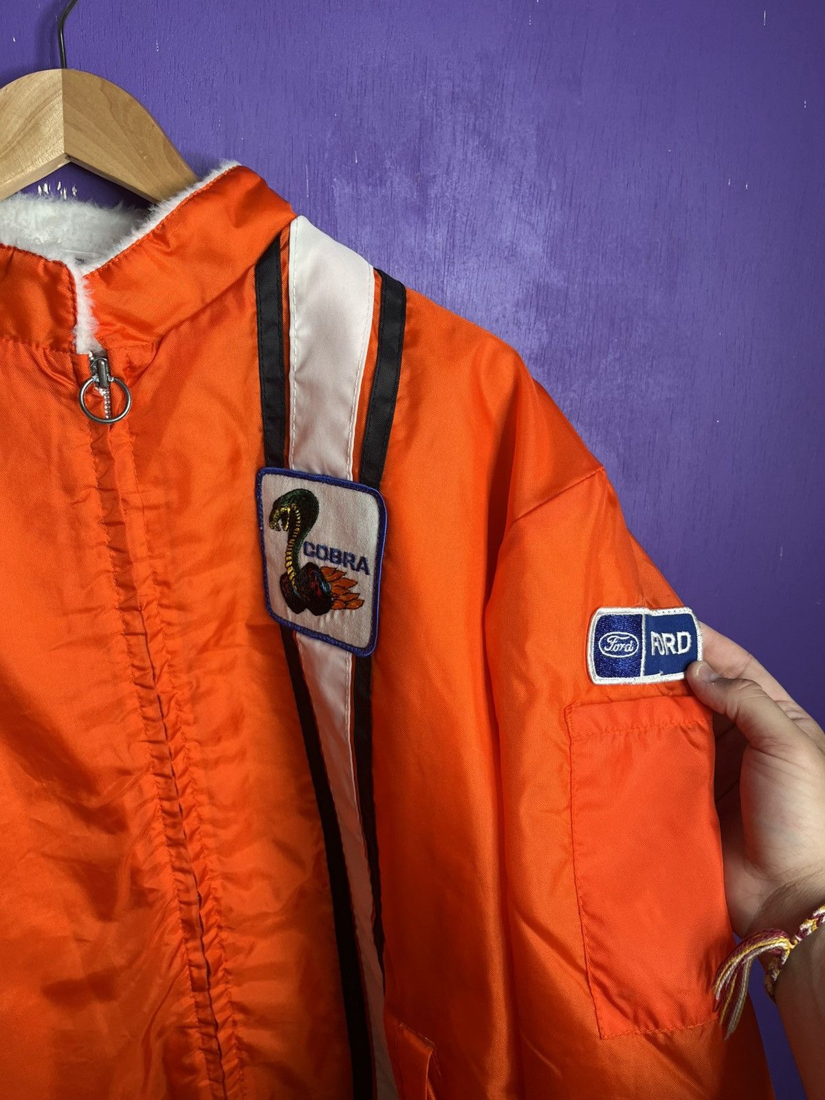 Vintage Vintage 70s Ford Cobra racing stripe fur lined jacket Size US XL / EU 56 / 4 - 3 Thumbnail