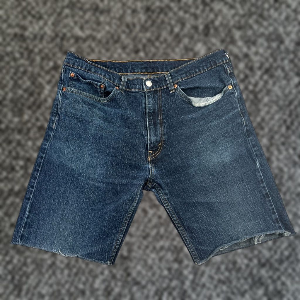 Levi's VINTAGE Levi's Bermuda Shorts 9" Distressed Denim Men 36 Dark Blue Casual Beach 90s Mens Size US 36 / EU 52 - 1 Thumbnail