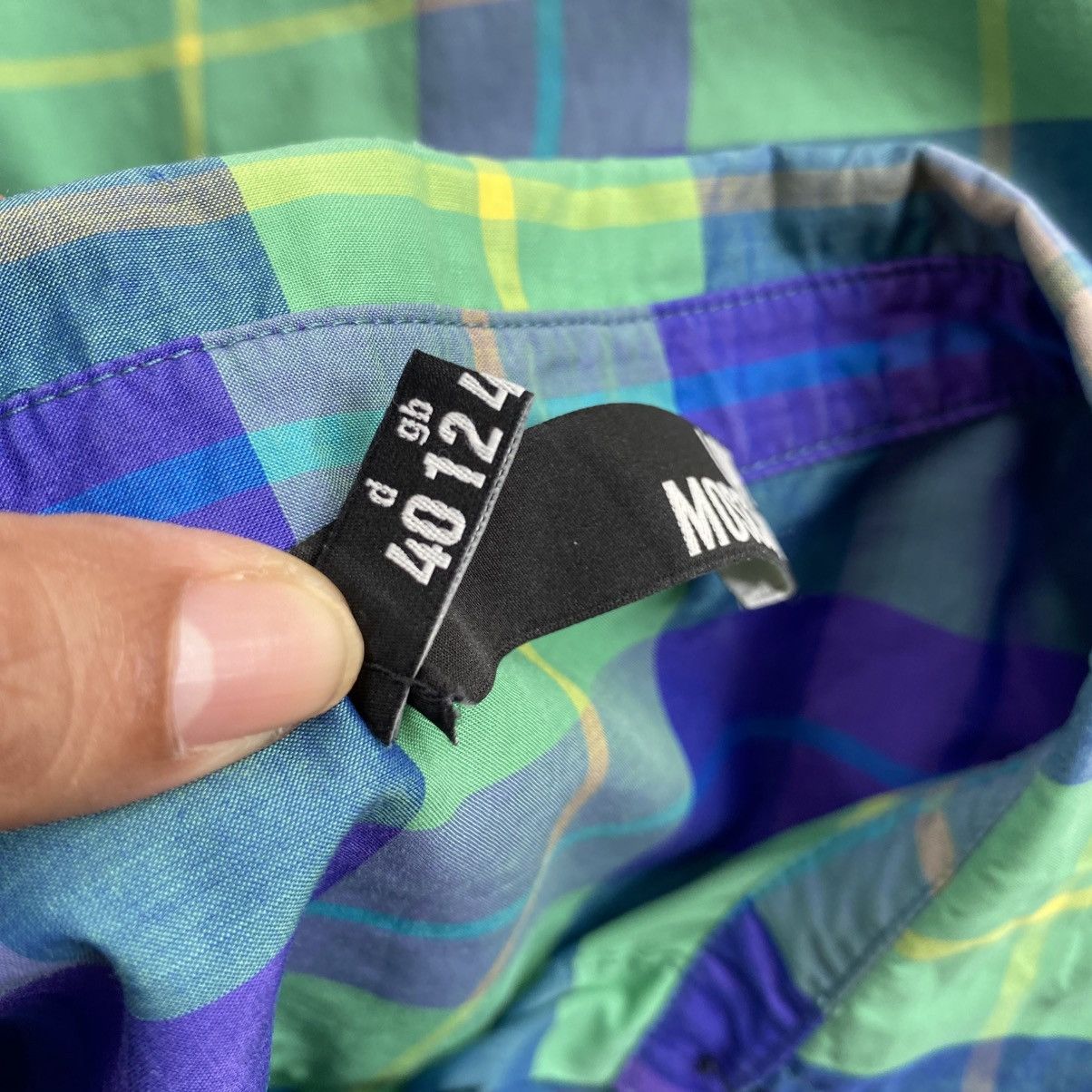 Love Moschino Love Moschino Green and Purple Plaid Short Sleeve Shirt Size M / US 6-8 / IT 42-44 - 18 Thumbnail