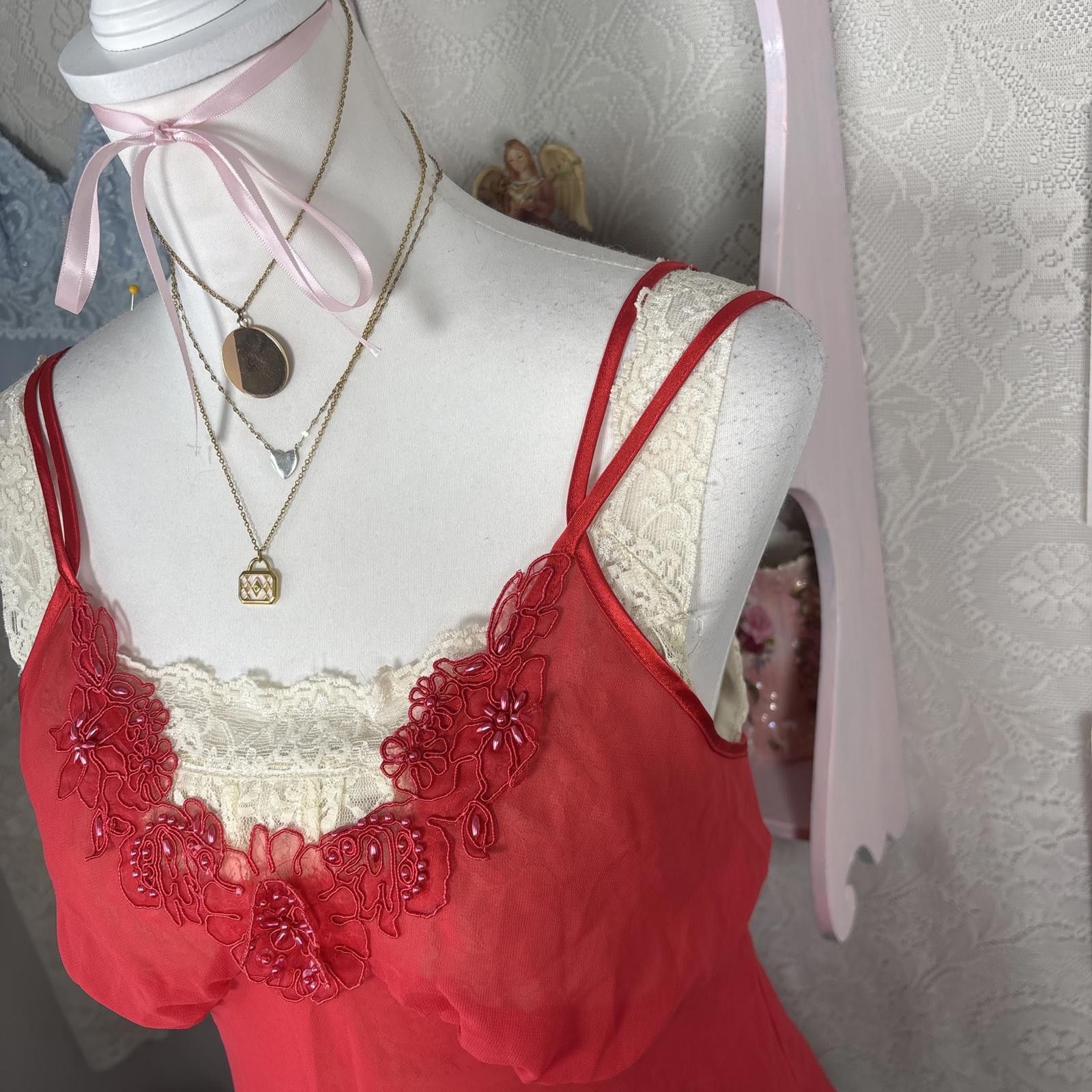 Other vintage red beaded valentines slip dress Size M / US 6-8 / IT 42-44 - 3 Thumbnail