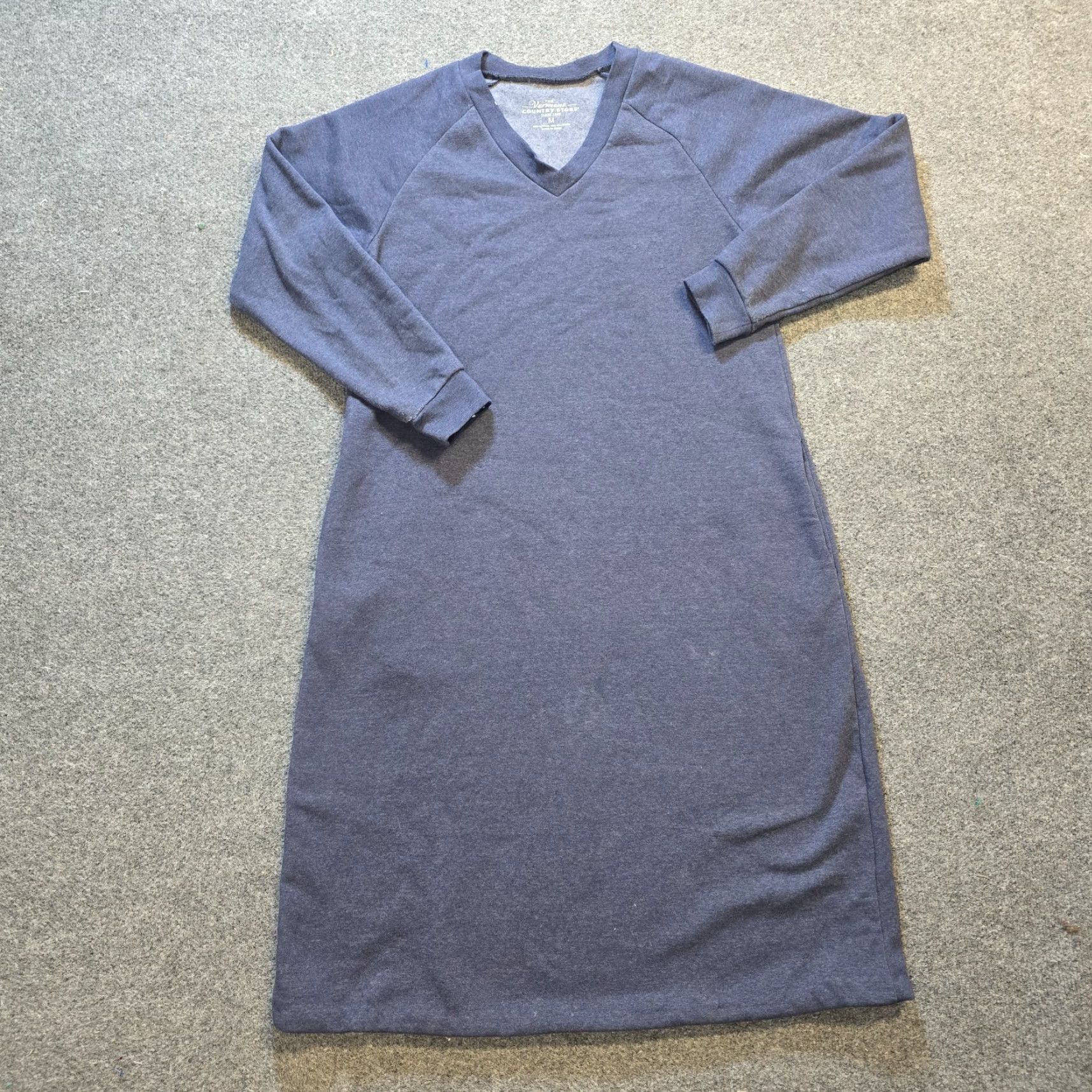 Vintage Vermont Country Store Dress Women M Regular Knit Pockets V-Neck Solid Blue Gray Sweatshirt Casual Knee Length Size M / US 6-8 / IT 42-44 - 2 Thumbnail