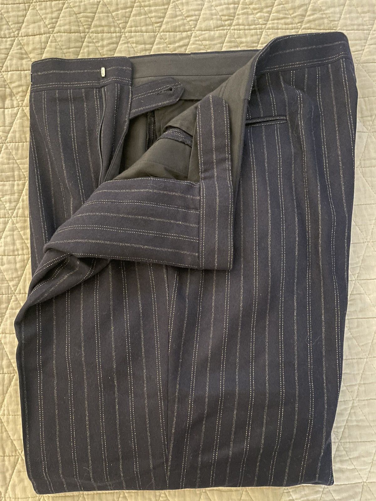 Polo Ralph Lauren × Vintage Virgin Wool and Cashmere Flannel Stripe Suit Size 46R - 4 Thumbnail