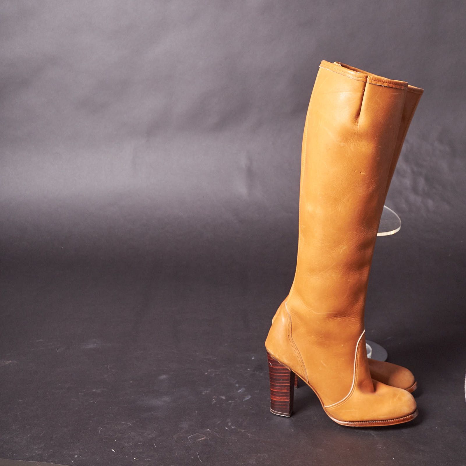 Vintage 1980s El Greco Buckskin Leather Tall Heeled Boots Size US 5 / IT 35 - 3 Thumbnail