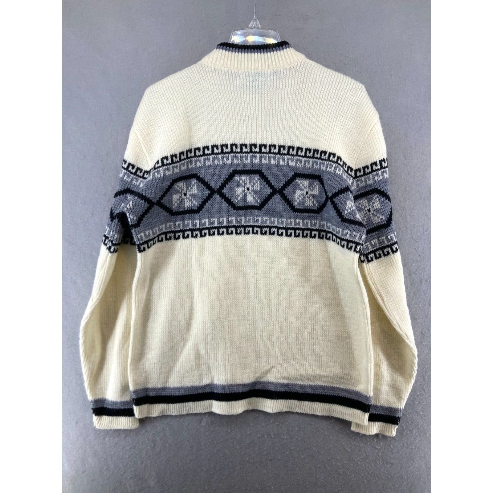 Vintage Prego Womens Sweater XL Blue Geometric Knit Crew Neck Pullover 80s 90s Vintage Size XL / US 12-14 / IT 48-50 - 7 Thumbnail