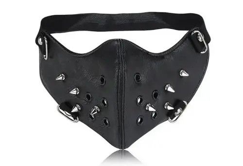 VIBE Punk Rivet PU Leather Adjustable Face Mask Size ONE SIZE - 3 Thumbnail