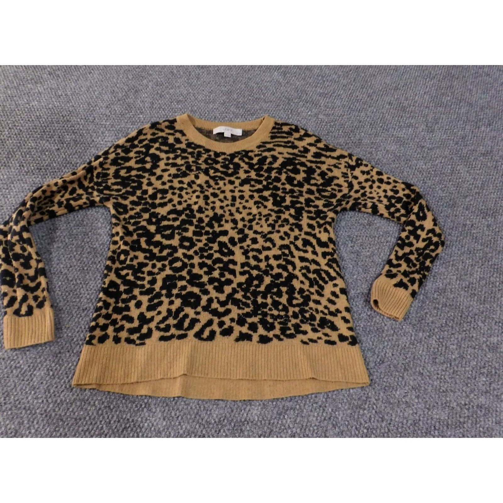 Loft VINTAGE LOFT Sweater Womens Petite Small Leopard Print Wool Blend Pullover Crewneck Size S / US 4 / IT 40 - 3 Thumbnail