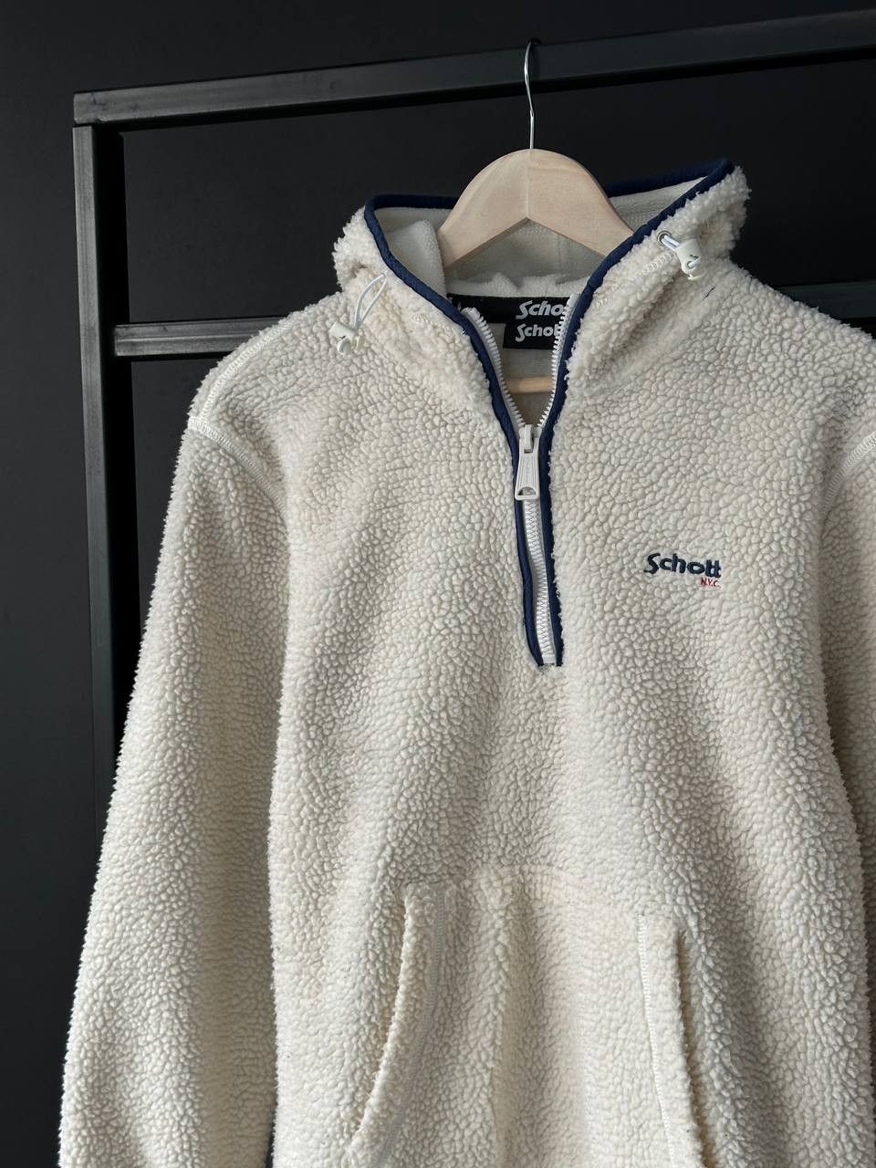Schott × Vintage Vintage 90s Schott Fleece Sherpa Hoodie Streetwear Size US M / EU 48-50 / 2 - 4 Thumbnail