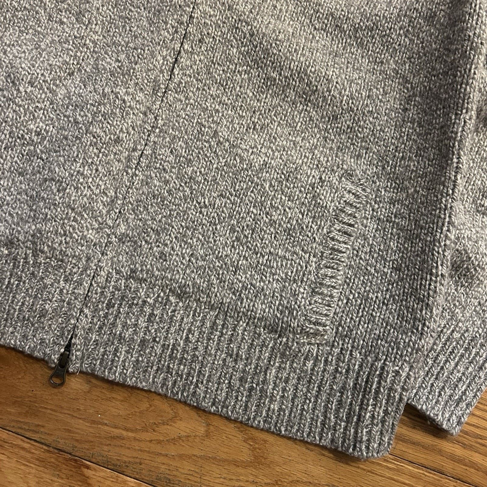L.L. Bean NEW Lambs Wool Knit Zip Kangaroo Pocket Speckled Sweater Size L / US 10 / IT 46 - 4 Thumbnail