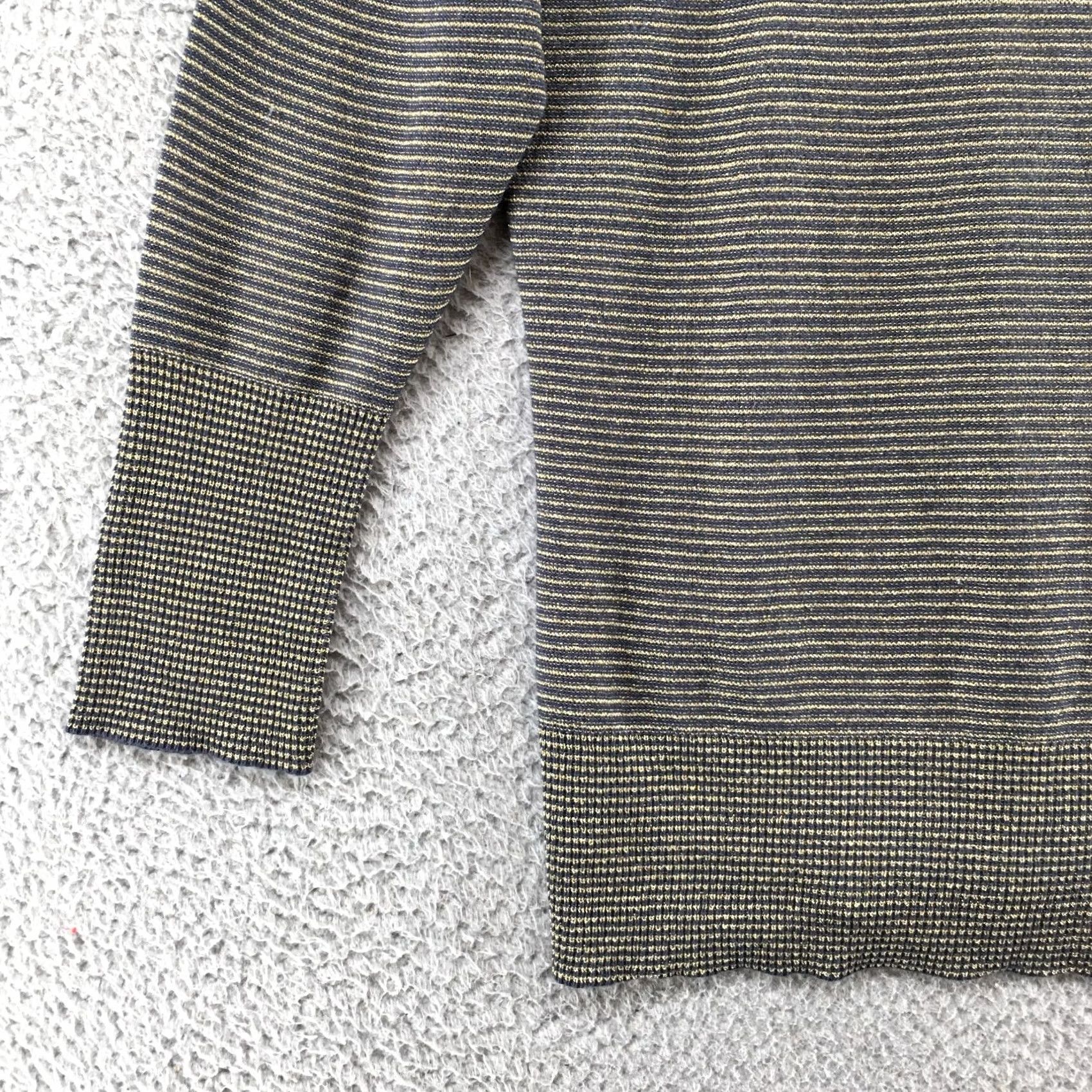 Vintage Apostrophe Pullover Sweater Womens L Black Striped 3/4 Sleeve Cotton Blend Polo? Size L / US 10 / IT 46 - 6 Thumbnail