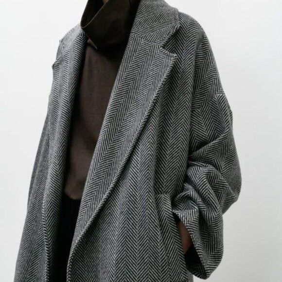 Zara Zara - Herringbone Wool Coat Drop Shoulder - Brand new Size L / US 10 / IT 46 - 6 Thumbnail