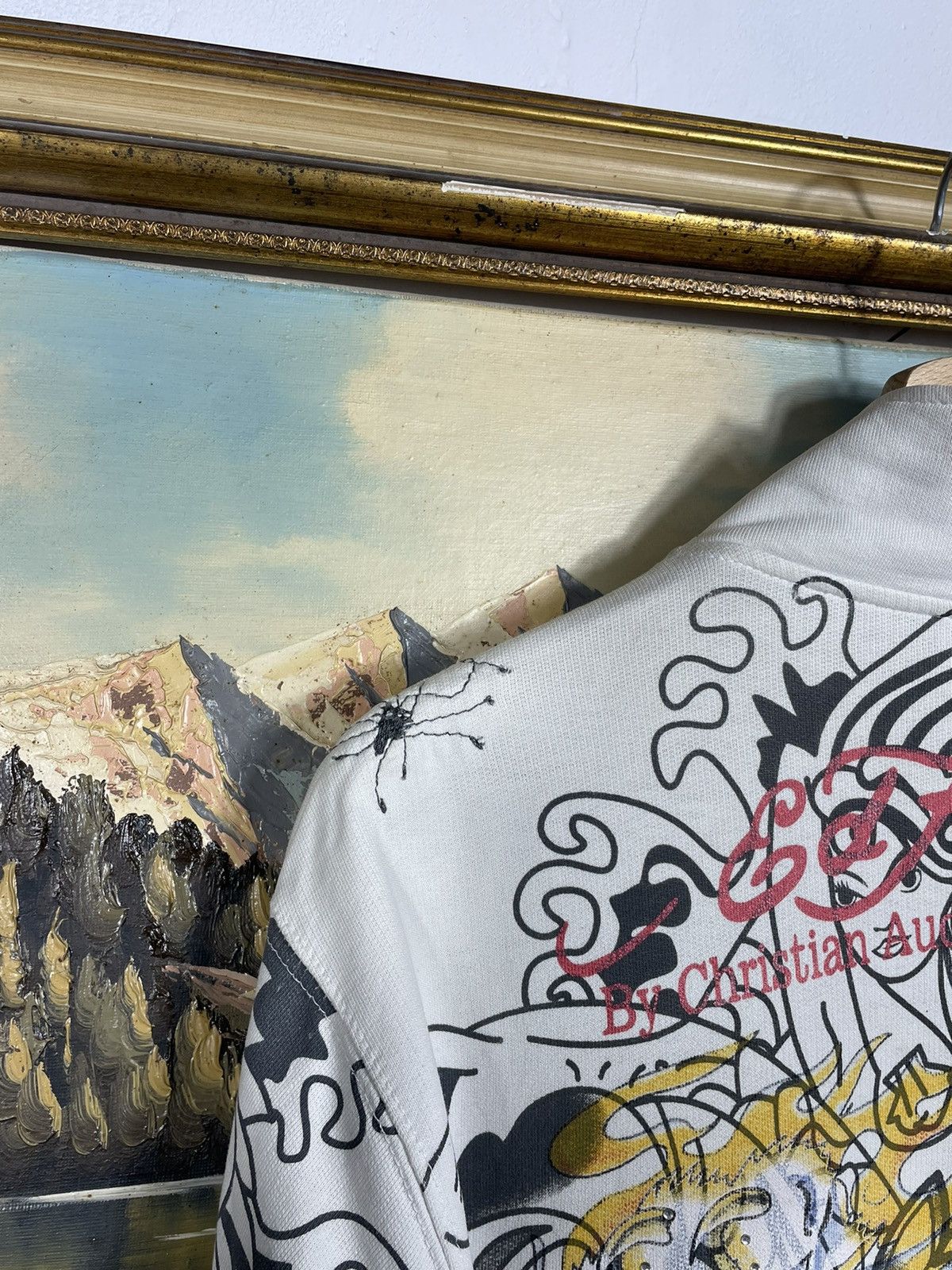Christian Audigier × Ed Hardy × Vintage Ed Hardy Retro 00s Hoodie With Crystals Affliction Grunge Size L / US 10 / IT 46 - 7 Thumbnail