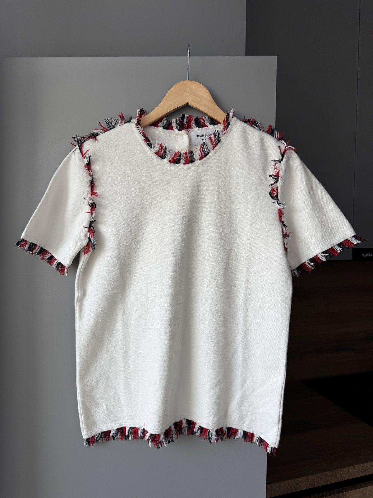 Thom Browne Thom Browne Fringe Embellished White T-Shirt Size M / US 6-8 / IT 42-44 - 1 Thumbnail
