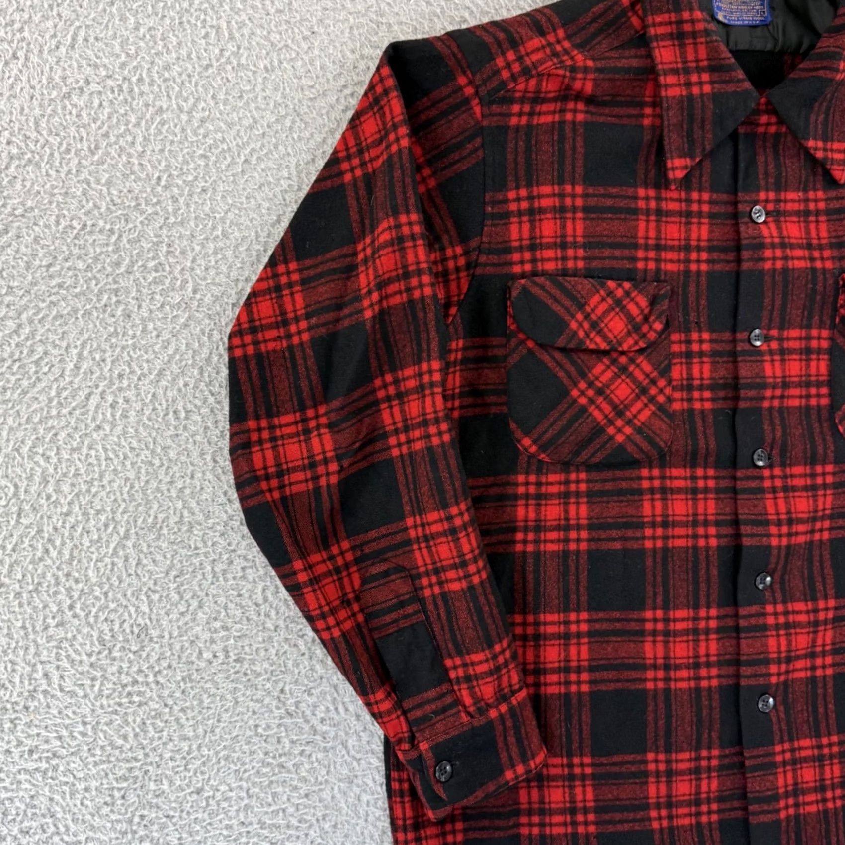 Pendleton VINTAGE Pendleton Shirt Womens Large Red Plaid 90s Wool Loop Collar Button Up Size L / US 10 / IT 46 - 4 Thumbnail