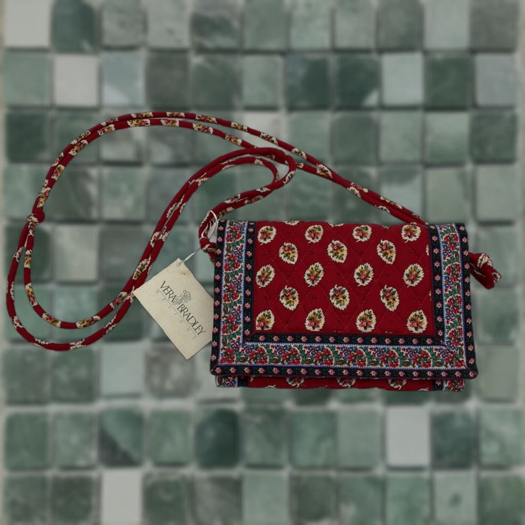 Vintage NWT Retired Vera Bradley Red Leaf  Y2K Crossbody Purse Clutch Bag in White, Women's