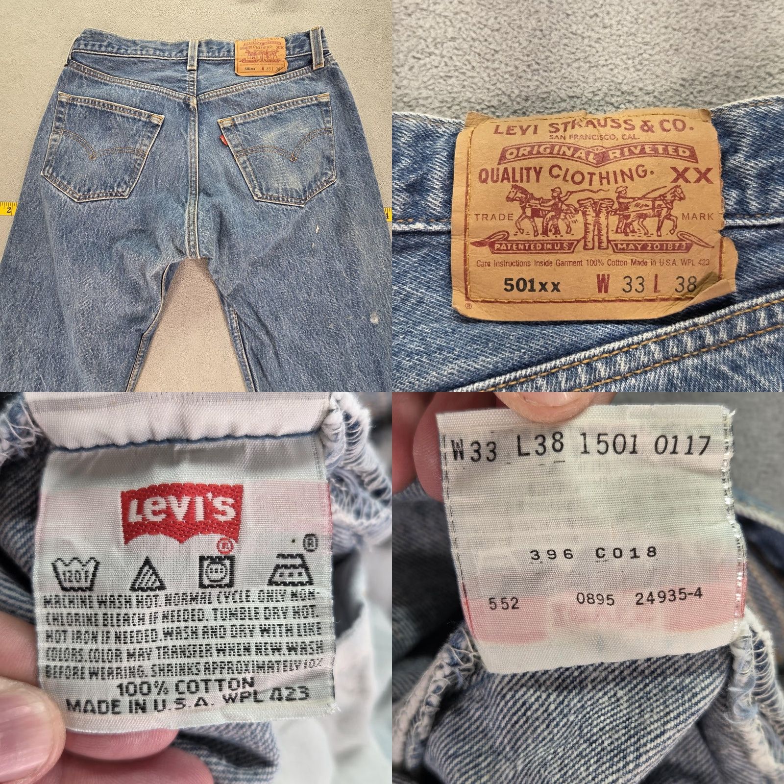 Levi's VINTAGE Levi's 501 Jeans Mens Blue Wash Straight Button Fly 30x33 USA 90s Fit Regular Mens Size US 30 / EU 46 - 10 Thumbnail