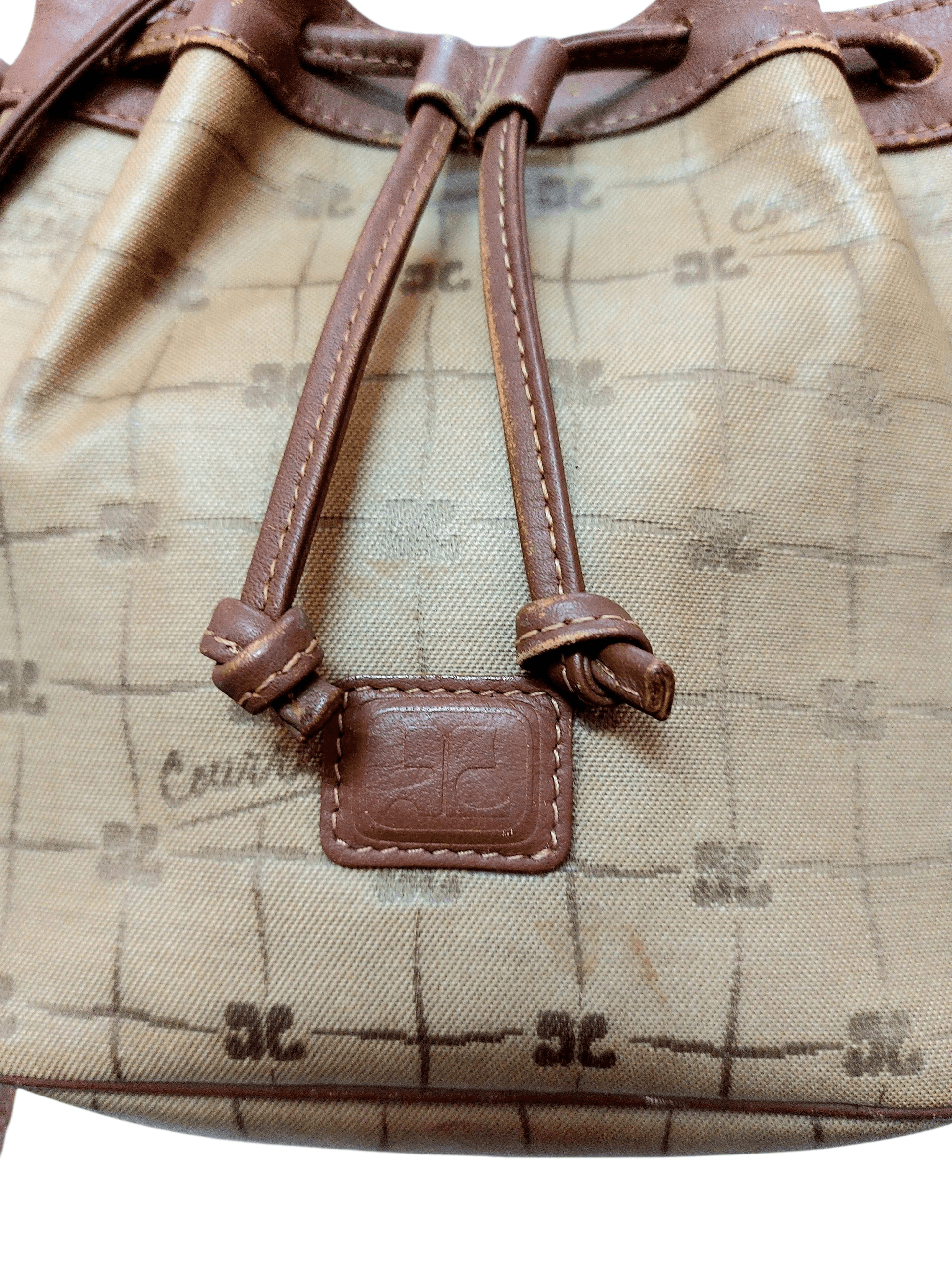 Courreges Vintage Courreges Bucket Crossbody Monogram Leather Trim Bag Size ONE SIZE - 3 Thumbnail