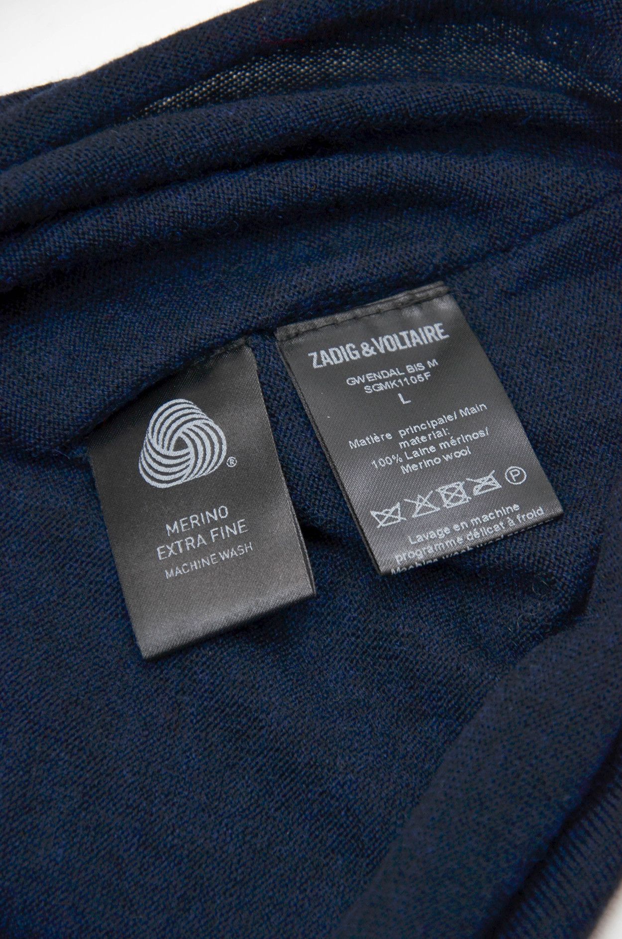 Zadig & Voltaire Zadig & Voltaire Amour Merino Lightweight Navy Sweater - L Size L / US 10 / IT 46 - 10 Thumbnail