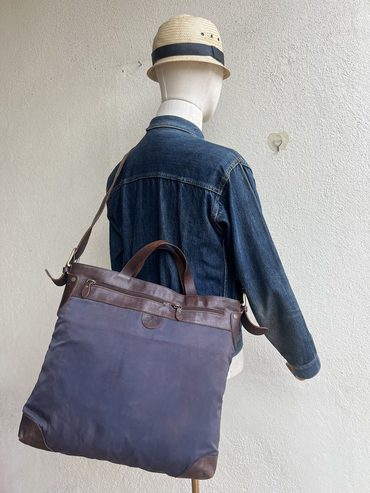 Il Bisonte Vintage IL BISONTE Sun Faded Nylon Leather 2 Way Bag Size ONE SIZE - 1 Thumbnail